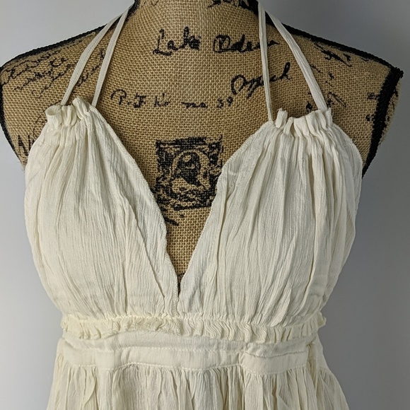 Raw hem tiered open back halter top mini dress - Picture 7 of 8